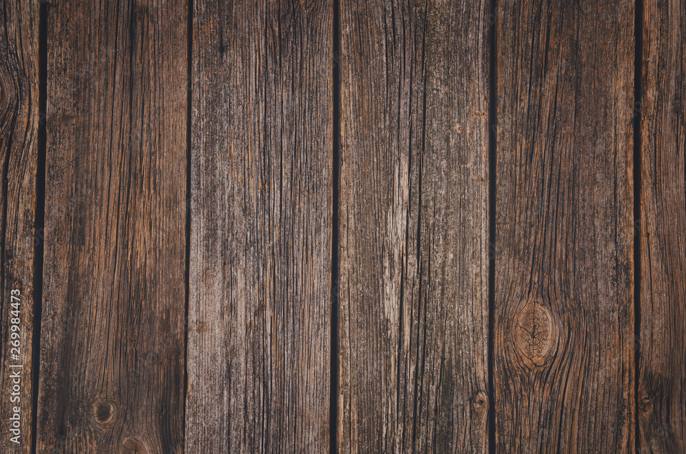 Grunge wood pattern texture background top view. Vintage wooden planks with visible wood texture. Blank photograph with copy space for text