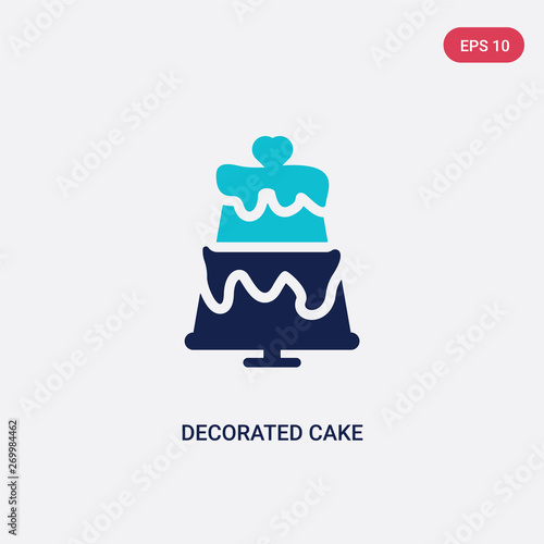 two color decorated cake vector icon from bistro and restaurant concept. isolated blue decorated cake vector sign symbol can be use for web, mobile and logo. eps 10