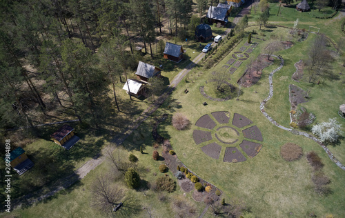 Drone bird's-eye view overlooking the Gorno-Altai Botanical Garden photo