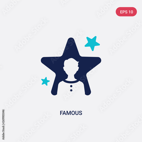 two color famous vector icon from blogger and influencer concept. isolated blue famous vector sign symbol can be use for web, mobile and logo. eps 10