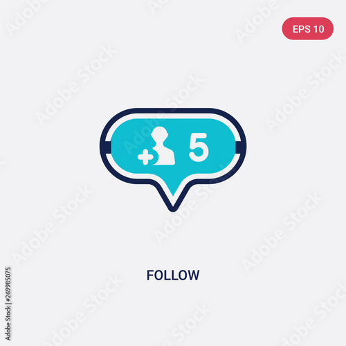 two color follow vector icon from blogger and influencer concept. isolated blue follow vector sign symbol can be use for web, mobile and logo. eps 10