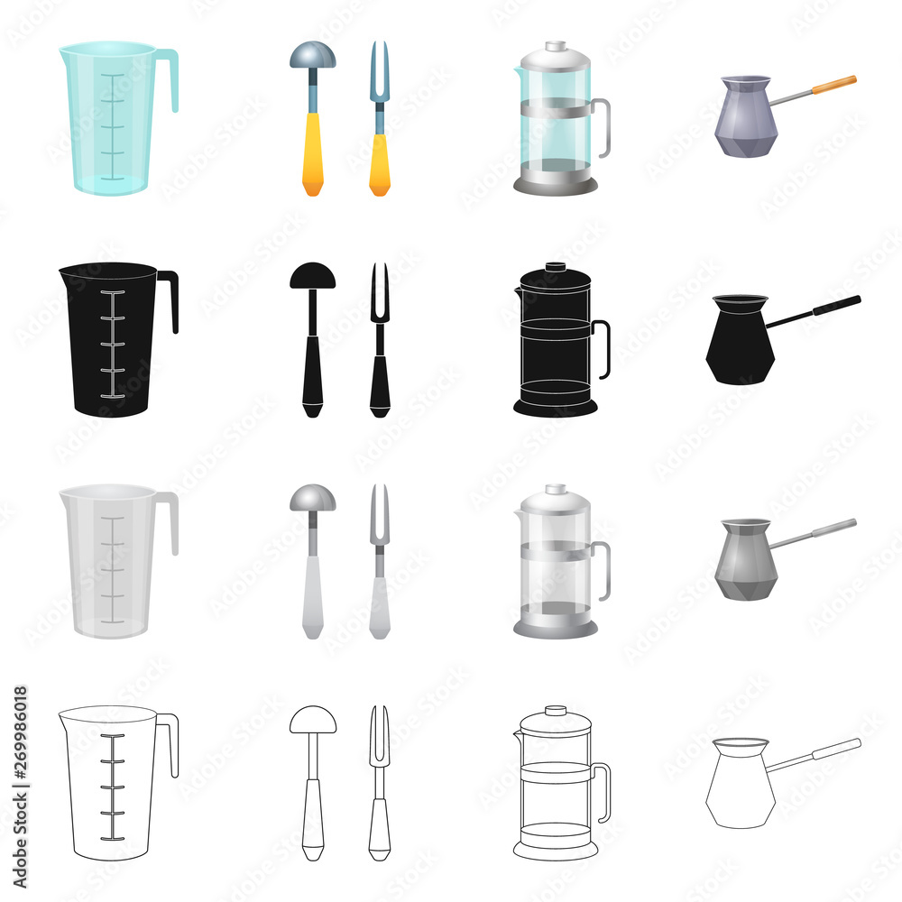 Vector illustration of kitchen and cook icon. Set of kitchen and appliance stock vector illustration. Vector illustration of kitchen and cook icon. Set of kitchen and appliance stock vector illustration.