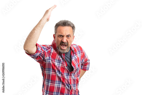 Man making angry gesture and yelling