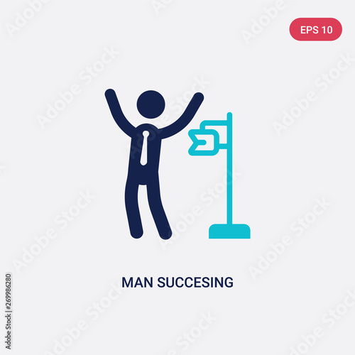 two color man succesing vector icon from business concept. isolated blue man succesing vector sign symbol can be use for web, mobile and logo. eps 10