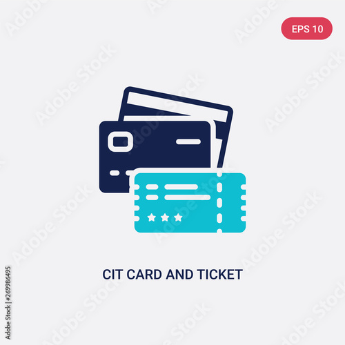two color cit card and ticket vector icon from business concept. isolated blue cit card and ticket vector sign symbol can be use for web, mobile and logo. eps 10
