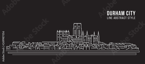 Cityscape Building Line art Vector Illustration design -  Durham city , UK photo