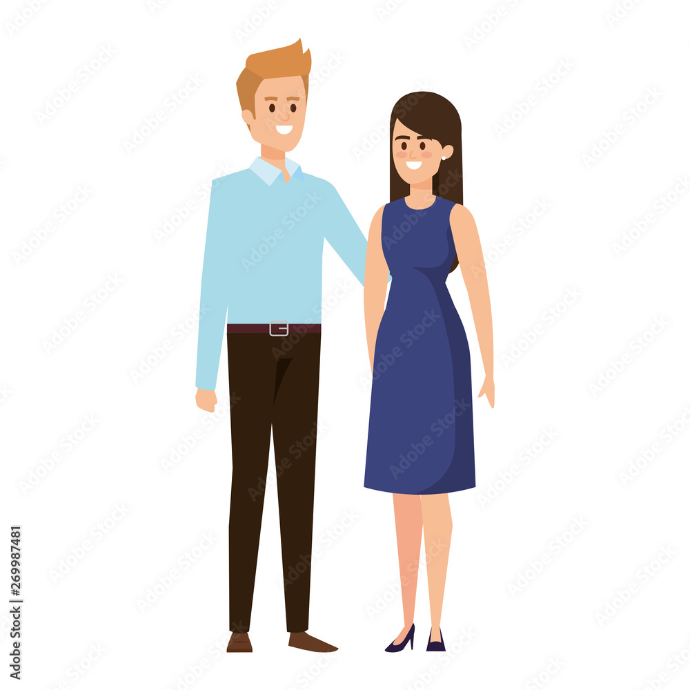 business couple avatars characters vector illustration business couple avatars characters vector illustration