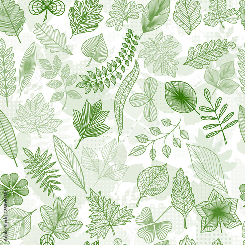 Seamless pattern with leaves. Vector illustration, EPS 10. © helenagl