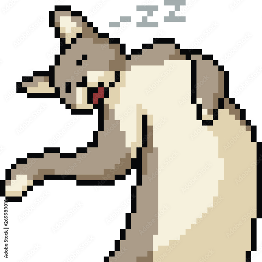 vector pixel art cat sleep isolated cartoon Stock Vector Image & Art - Alamy