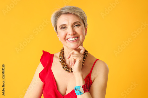 Fashionable mature woman on...