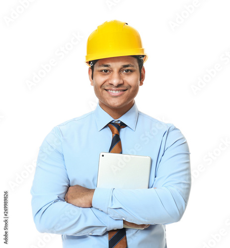 Handsome architect with tab...
