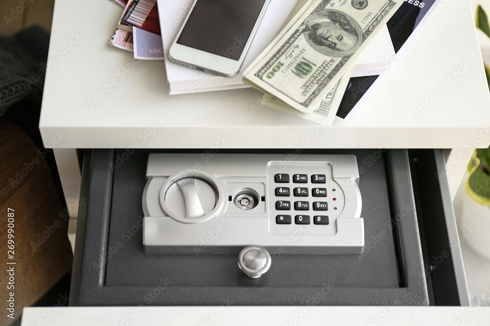 Small modern safe in cabinet drawer Small modern safe in cabinet drawer
