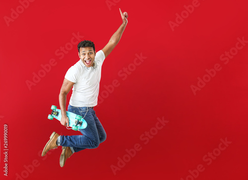 Cool jumping man with skate...