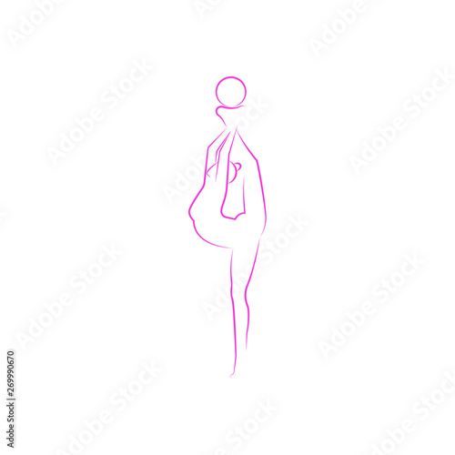 Silhouette of a graceful figure of a gymnast with a ball, creative emblem of a rhythmic gymnastics tournament