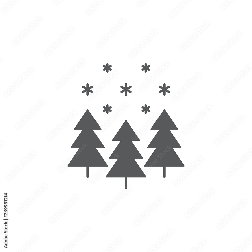 Obraz premium Winter forest with snow vector icon concept, isolated on white background