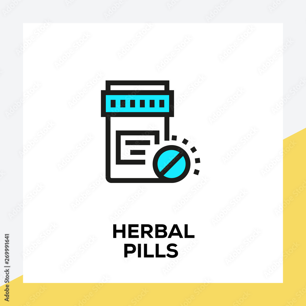 HERBAL PILLS LINE ICON SET HERBAL PILLS LINE ICON SET