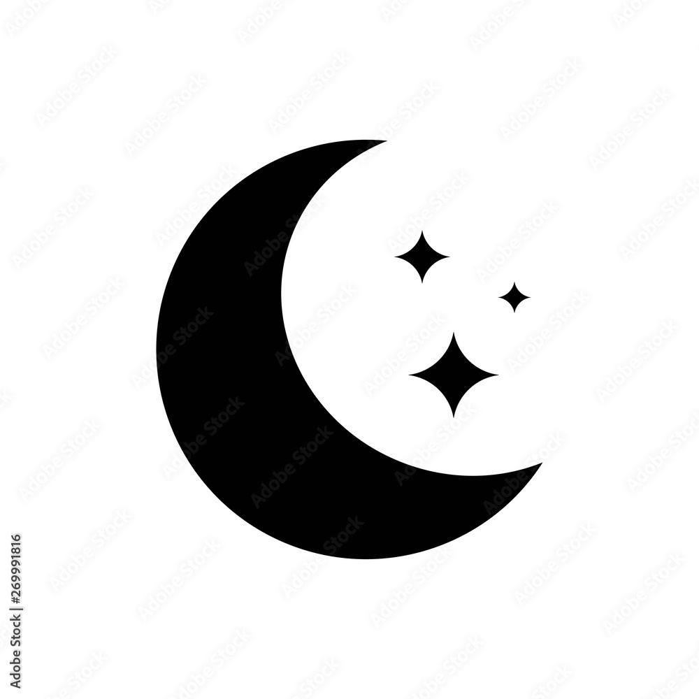 Night symbol of the moon with stars Night symbol of the moon with stars