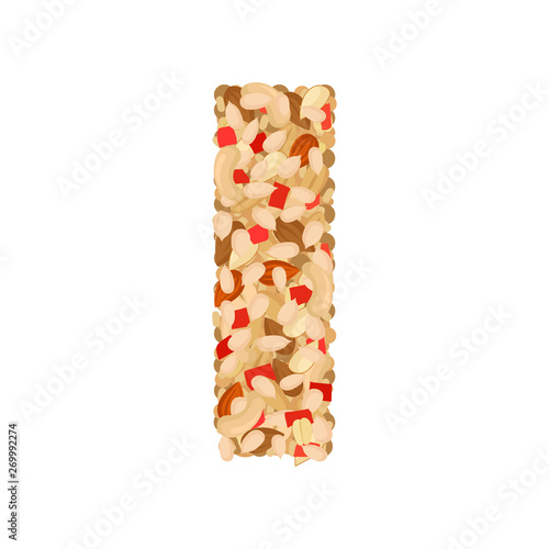 Dry muesli close-up. Vector illustration on white background.