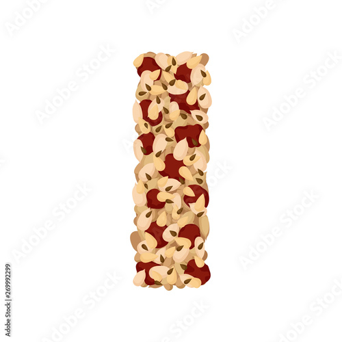 Dry muesli with raisins close-up. Vector illustration on white background.