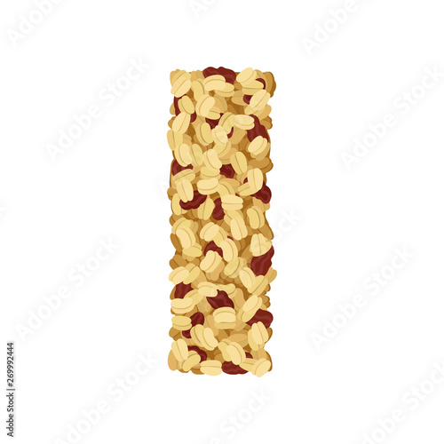 Crispy muesli raisins close-up. Vector illustration on white background.