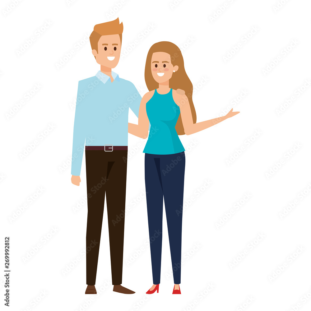 business couple avatars characters vector illustration business couple avatars characters vector illustration