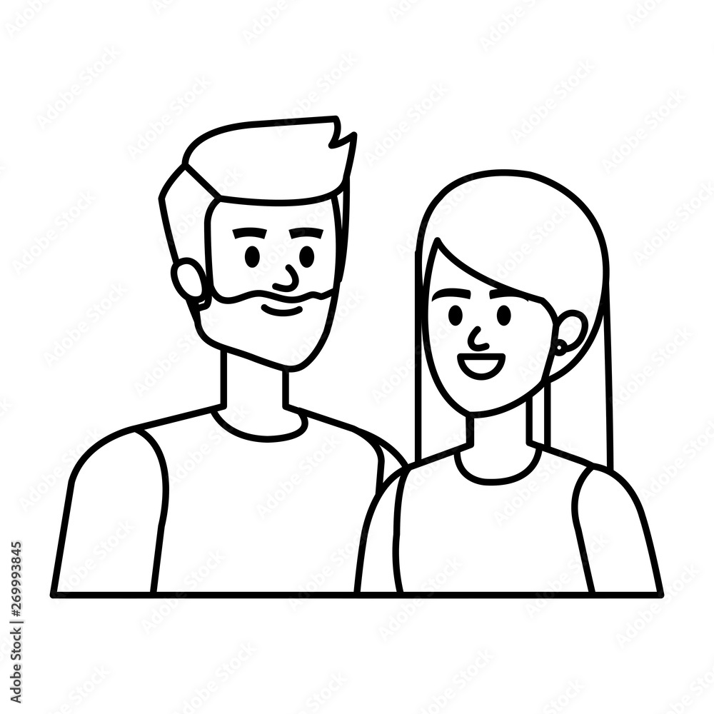 young couple lovers avatars characters young couple lovers avatars characters