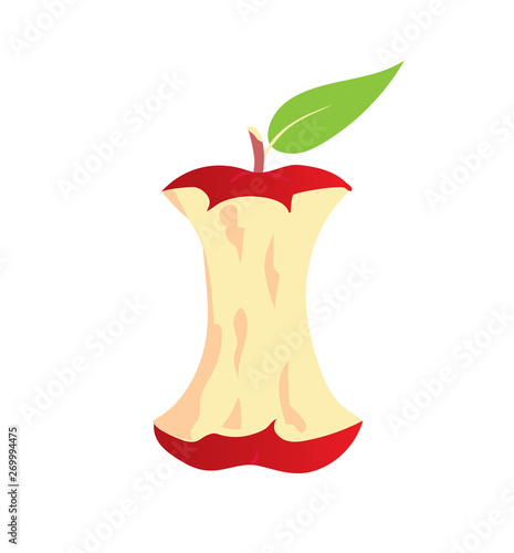 Apple core icon. Symbol of organic waste. Isolated