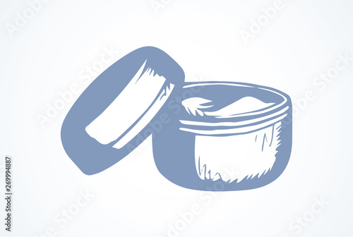 Open jar of face cream. Vector drawing
