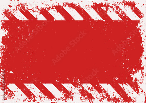 grunge warning background, red white stripes