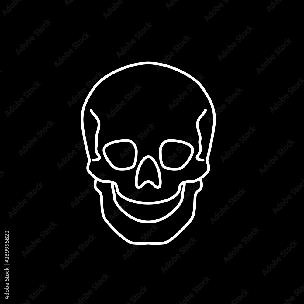 Human skull vector icon in flat linear style Human skull vector icon in flat linear style
