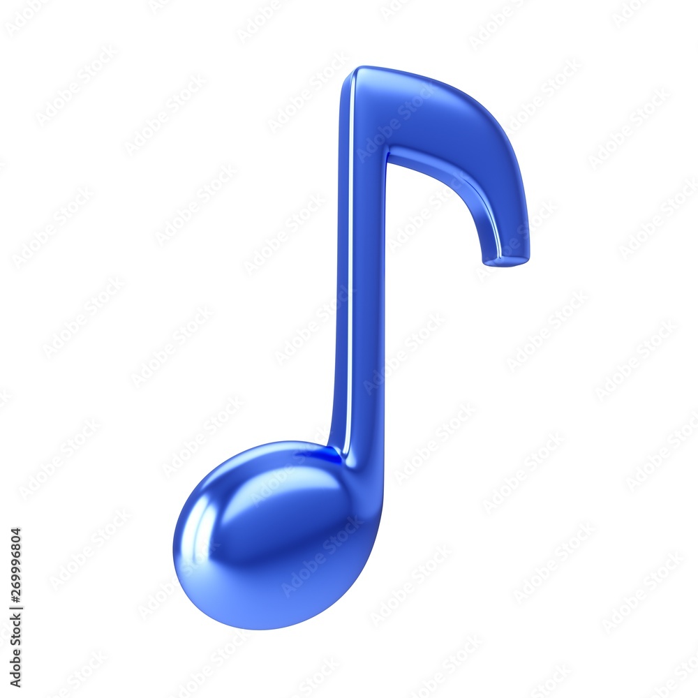 3d Rendering Blue Music Note isolated on white background 3d Rendering Blue Music Note isolated on white background