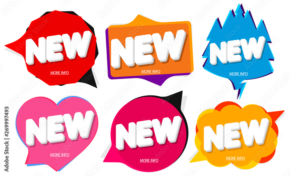 Set New banners design template, speech bubble promo tags, vector illustration Set New banners design template, speech bubble promo tags, vector illustration