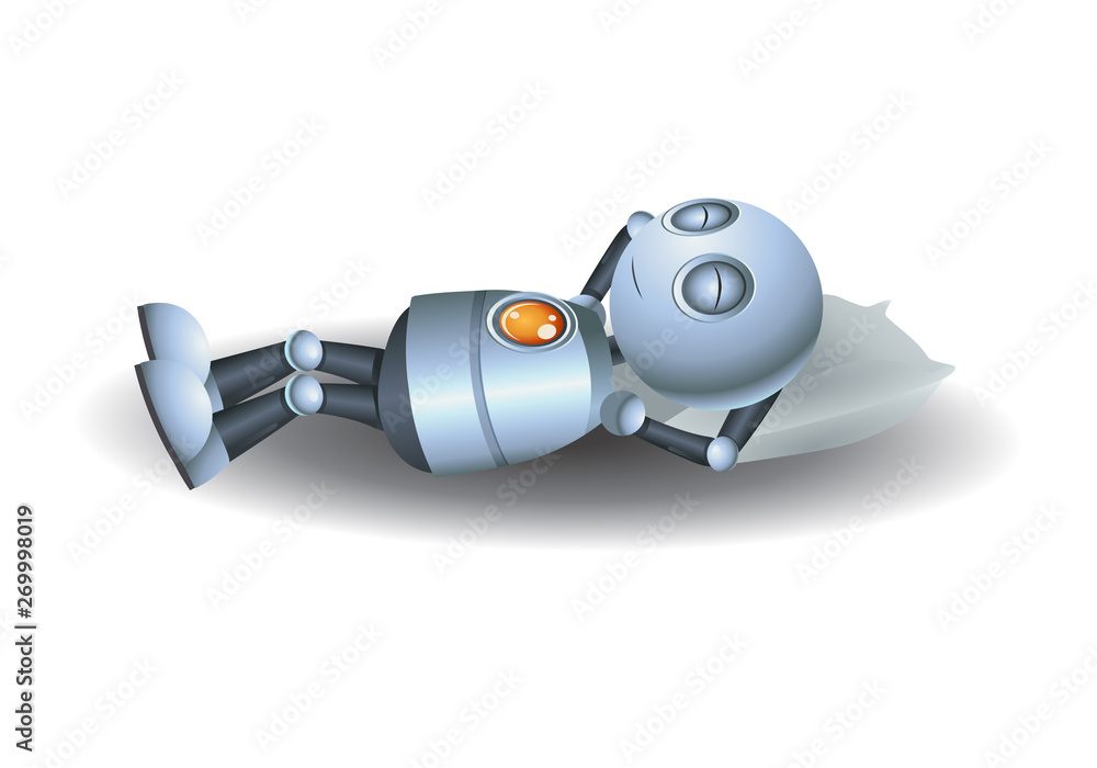 little robot sleeping on pillow little robot sleeping on pillow