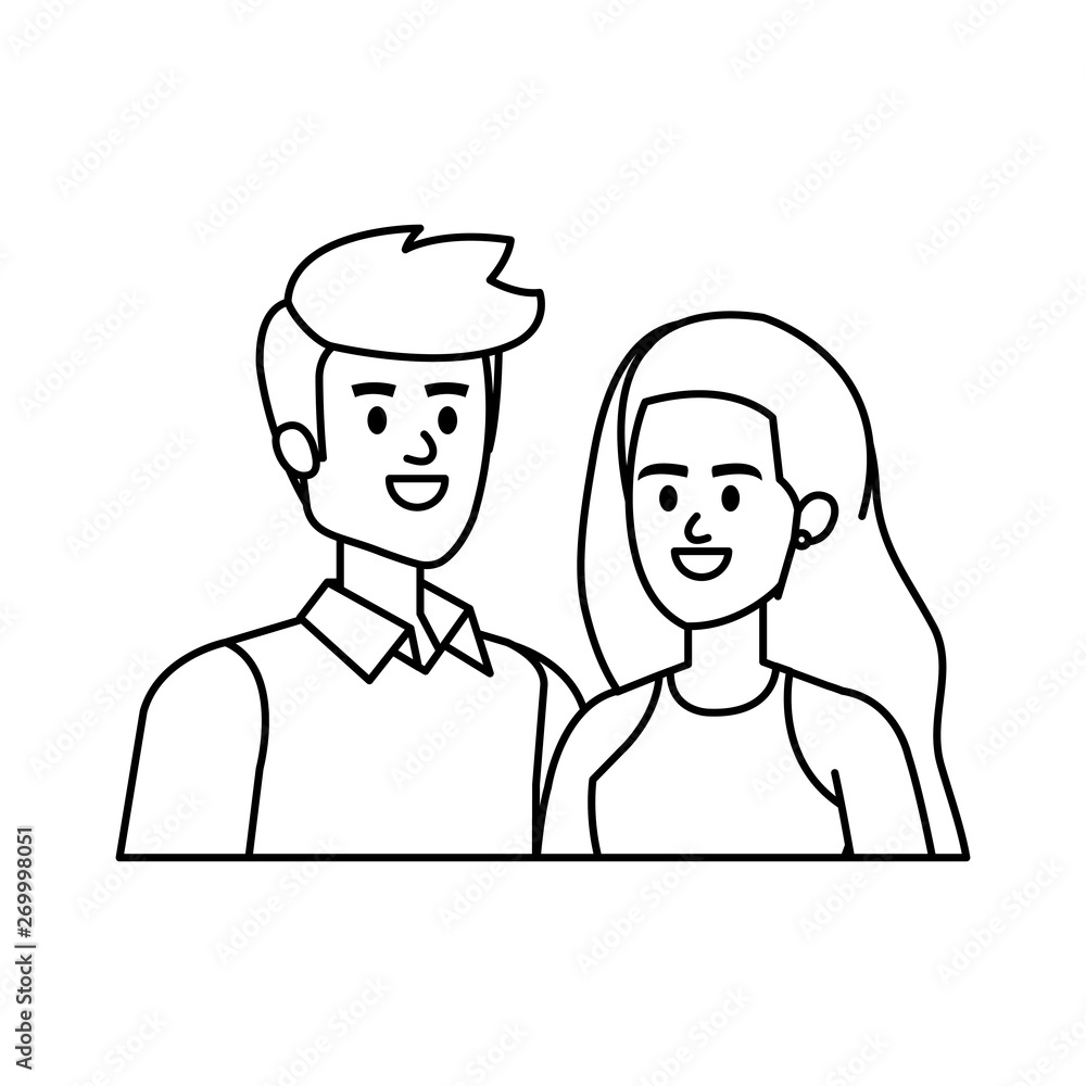 business couple avatars characters vector illustration business couple avatars characters vector illustration