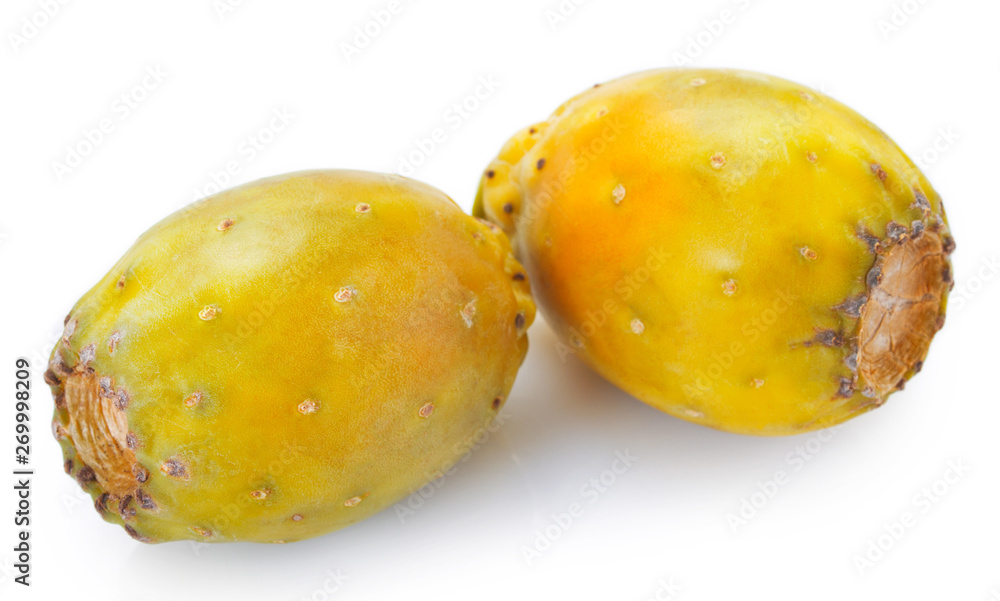 Fresh opuntia on white background. Prickly pear. Fresh opuntia on white background. Prickly pear.
