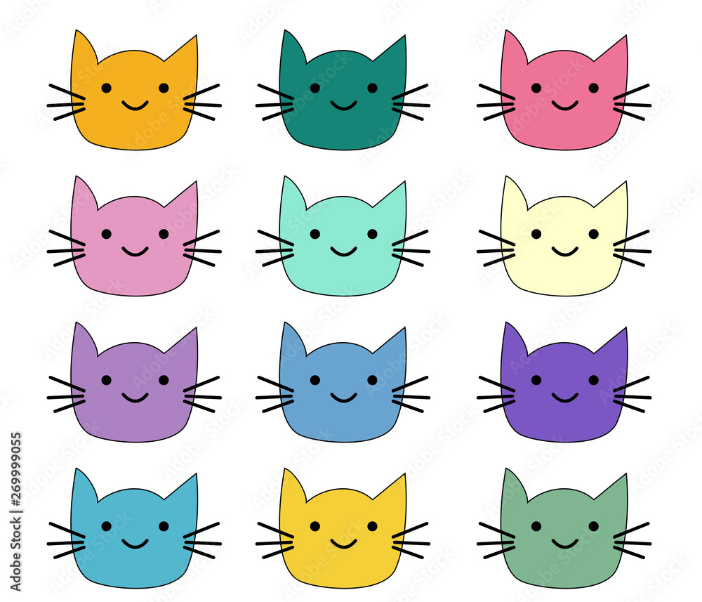 Cats, set of cute doodle. Sketch character handmade to Print T-shirts.