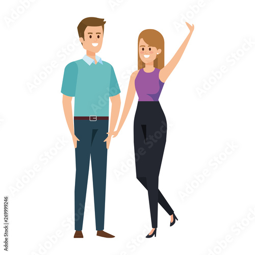 business couple avatars characters vector illustration