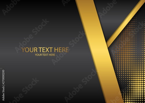 Bright halftone dots and colored inclined ribbons stripes on a dark background. Luxury poster background template.