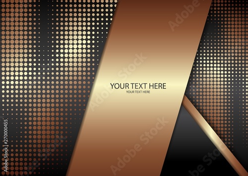 Bright halftone dots and colored inclined ribbons stripes on a dark background. Luxury poster background template.