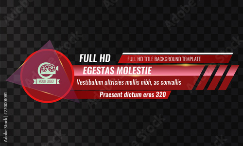 Unique Video headline title or lower third template. Vector illustration - Red color