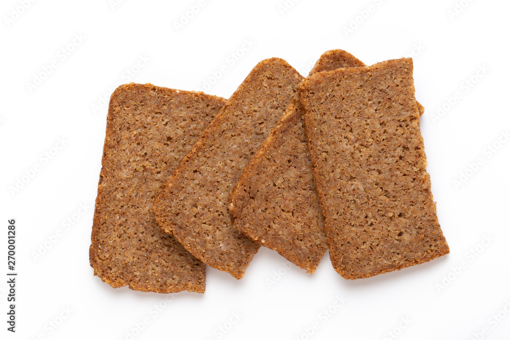 Rye bread slice on a white background. Rye bread slice on a white background.
