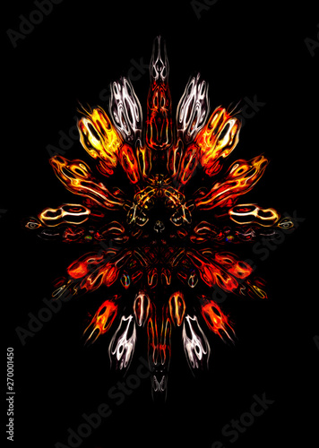 Abstract structure on black background, fire concept.
