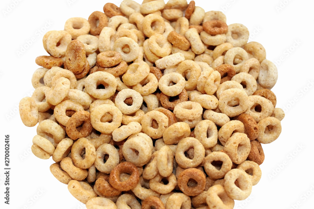 Close up of multigrain cereal isolated on a white background Close up of multigrain cereal isolated on a white background