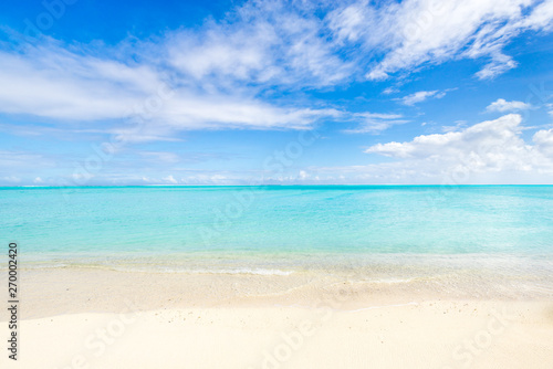 Beautiful white sand beach with turquoise water as background © eyetronic