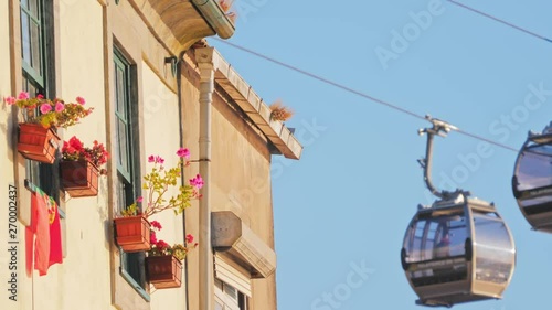 Cable car and Vila Nova de Gaia Old houses