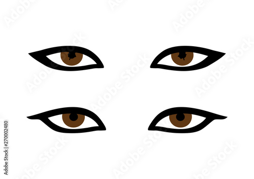 Oriental woman eyes eyeliner make up vector