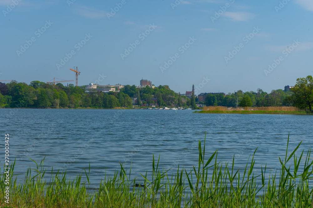 landscape with lake and blue sky landscape with lake and blue sky