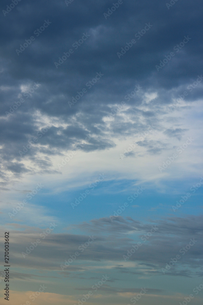 Beautiful Clouds Over Blue Sky Background. Nature, Landscape Concept. Beautiful Sky Background.