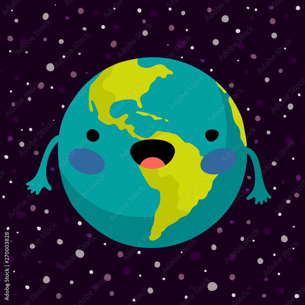 Naklejka premium Cute Earth planet vector illustration