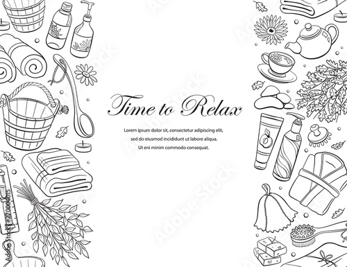 Sauna sketches poster vector illustration